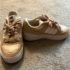 Adidas Tan and White Sneakers platform sneakers